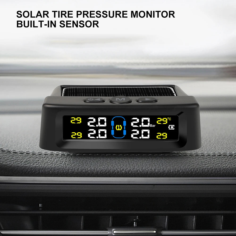 Solar TPMS Car Tire Pressure Alarm Digital Colorful Display 4/6 External Sensors Waterproof Tire Pressure Temperature Warning