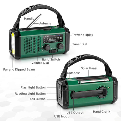 Notfall-Solar-Kurbelradio – 10000mAh Powerbank