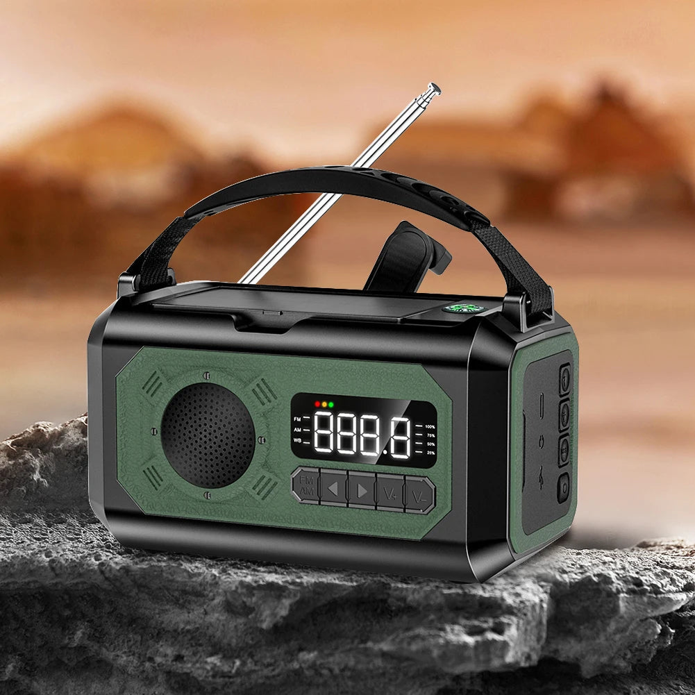 12000mAh Notfallradio mit zwei Solarpanels & Kurbel (AM/FM/NOAA)