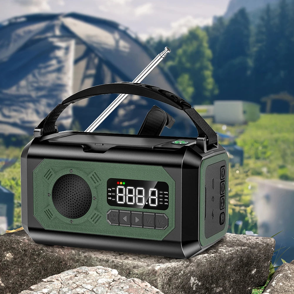 12000mAh Notfallradio mit zwei Solarpanels & Kurbel (AM/FM/NOAA)