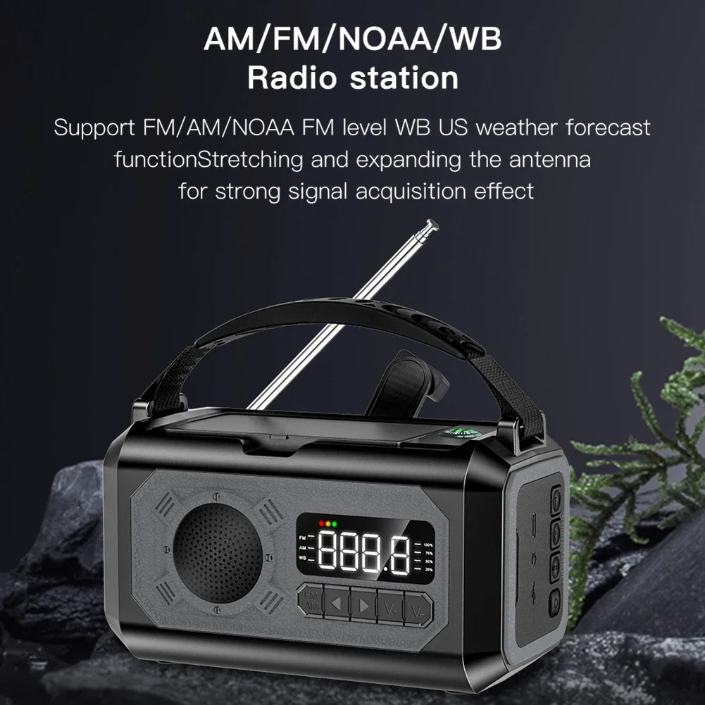 12000mAh Notfallradio mit zwei Solarpanels & Kurbel (AM/FM/NOAA)
